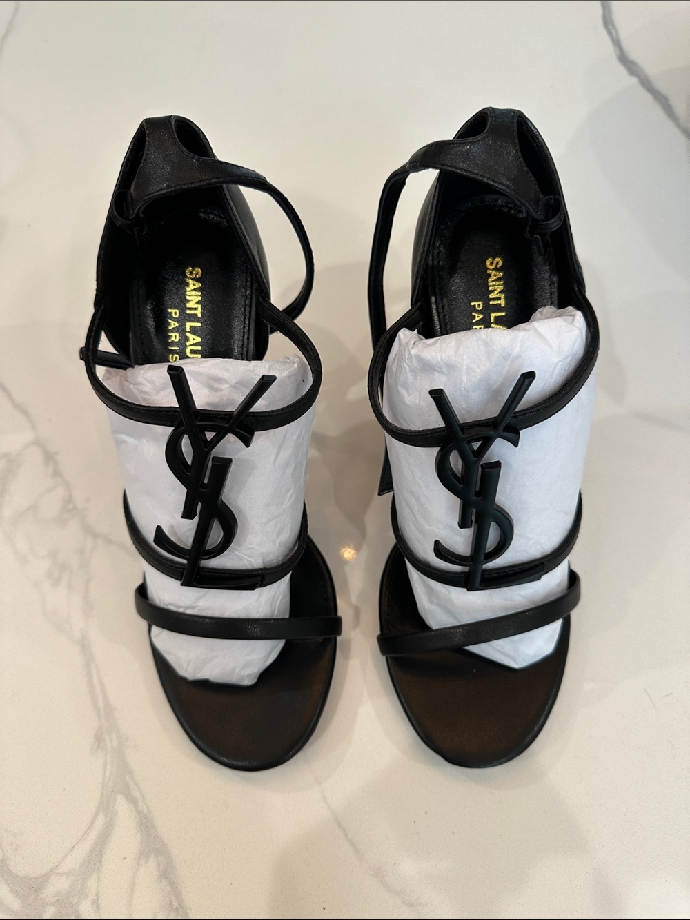 Saint Laurent Cassandra Black YSL Sandals – NWT Size 39